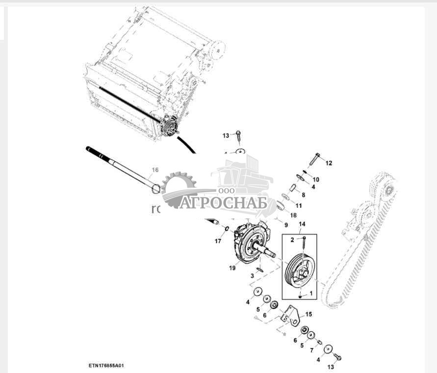 Трансмиссия реверсивного механизма и детали крепления, 3 паза — 3HB 